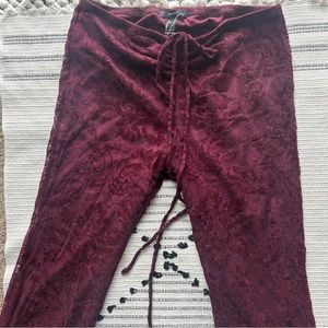 Strappy Lace Flare Pants - Burgundy